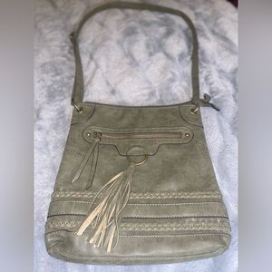 Army green duffel style off the shoulder purse/handbag